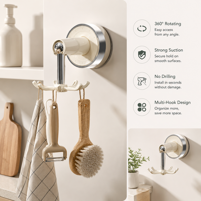 360° Rotating Suction Hook Organizer