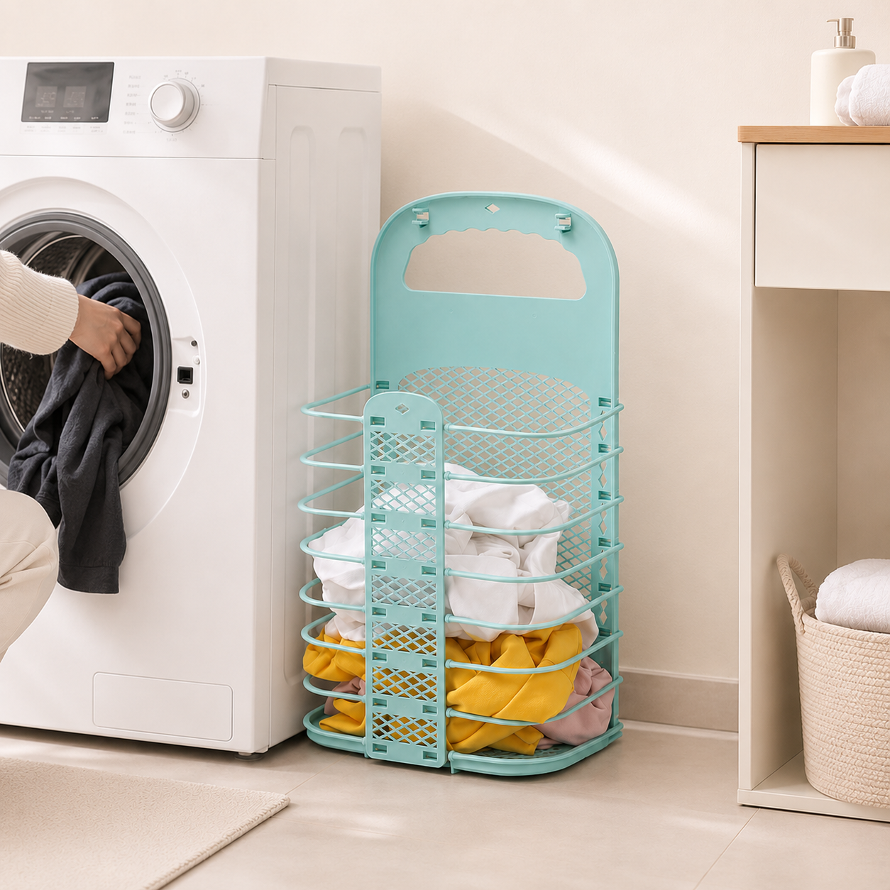 Space-Saving Foldable Laundry Basket